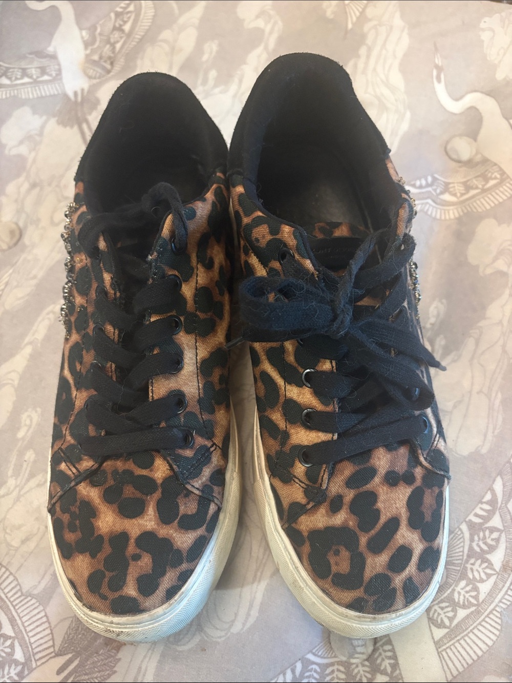 Kurt Geiger Evil Eye Leopard Print Lace-Up Sneakers - Black & Brown
